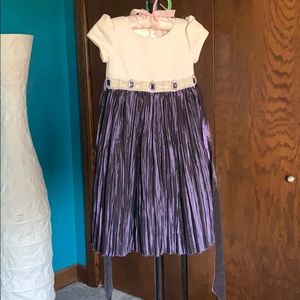 Girls white and purple formal dress